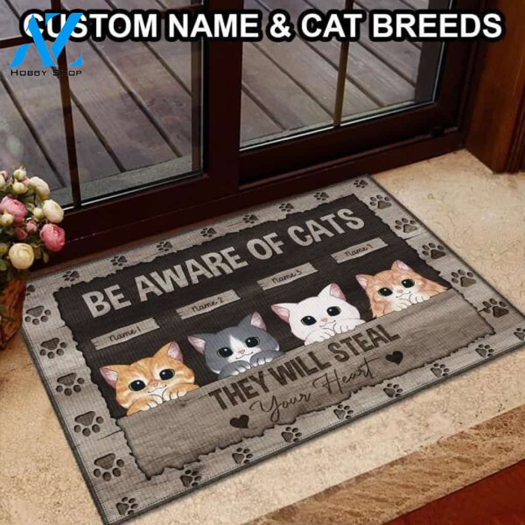 Cats Will Steal Your Heart Customized Doormat | Welcome Mat | House Warming Gift