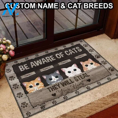 Cats Will Steal Your Heart Customized Doormat | Welcome Mat | House Warming Gift