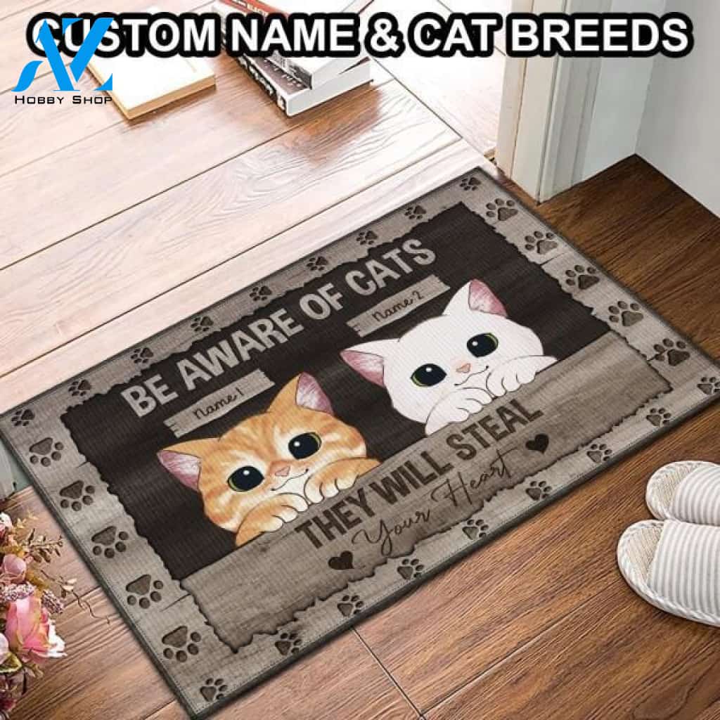 Cats Will Steal Your Heart Customized Doormat | Welcome Mat | House Warming Gift