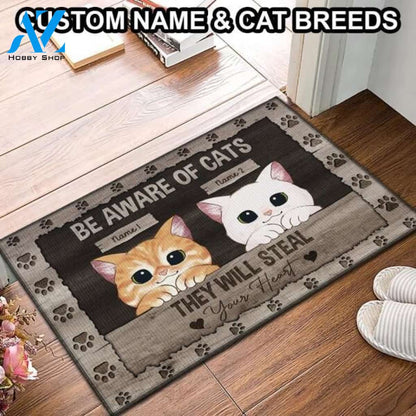 Cats Will Steal Your Heart Customized Doormat | Welcome Mat | House Warming Gift