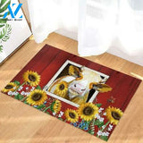 Cattle In The Barn Sunflower Country Easy Clean Welcome DoorMat | Felt And Rubber | DO3403