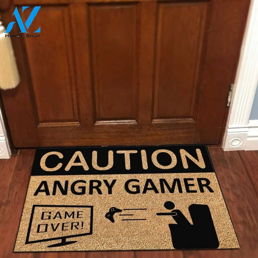 Caution Angry Gamer Gaming Room Funny Doormat Gift For Game Lovers Birthday Gift Home Decor Warm House Gift Welcome Mat