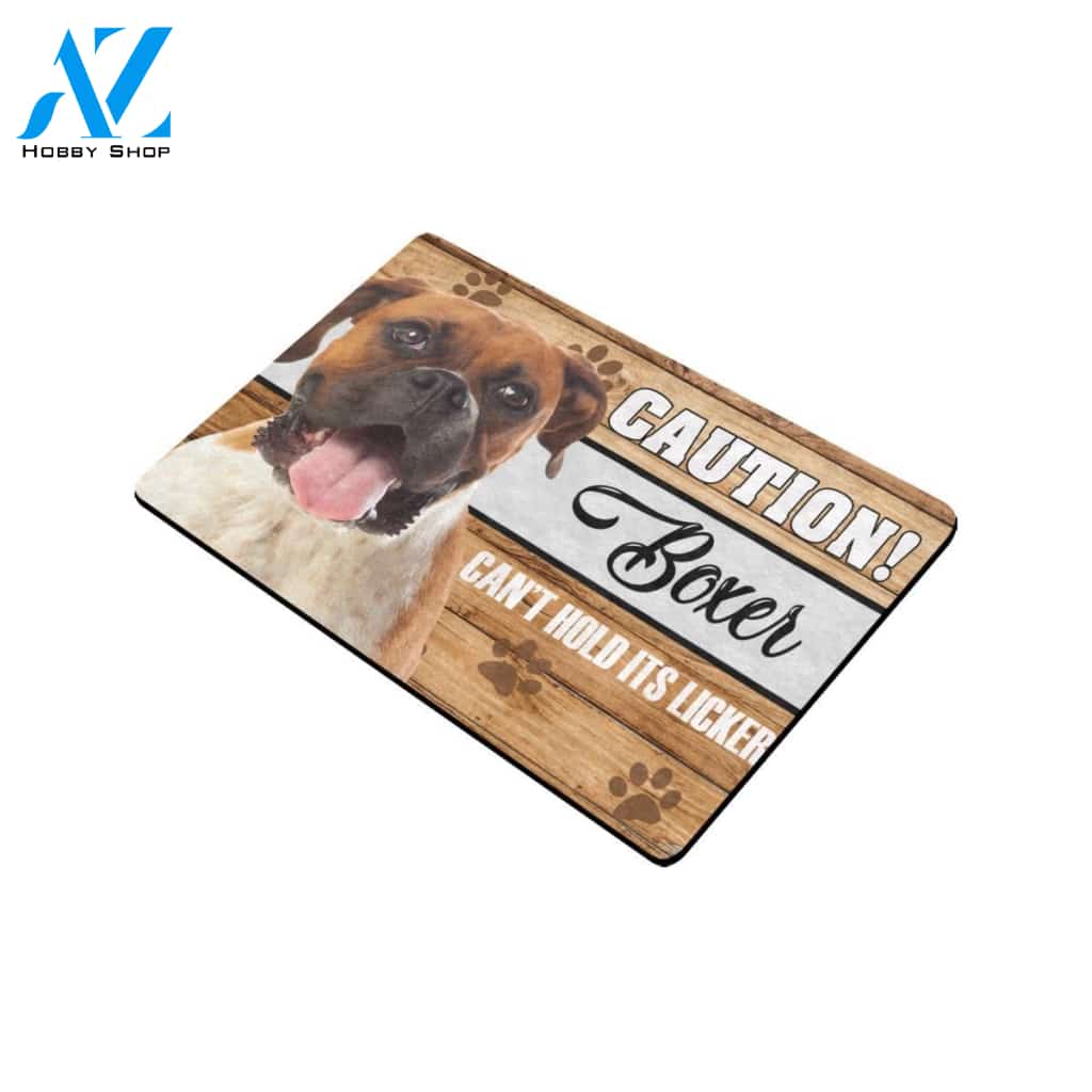 Caution Boxer Can't Hold Its Licker Doormat Indoor And Outdoor Mat Entrance Rug Sweet Home Decor Housewarming Gift Gift For Friend Family Stem Feminist
