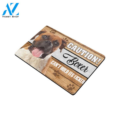Caution Boxer Can't Hold Its Licker Doormat Indoor And Outdoor Mat Entrance Rug Sweet Home Decor Housewarming Gift Gift For Friend Family Stem Feminist