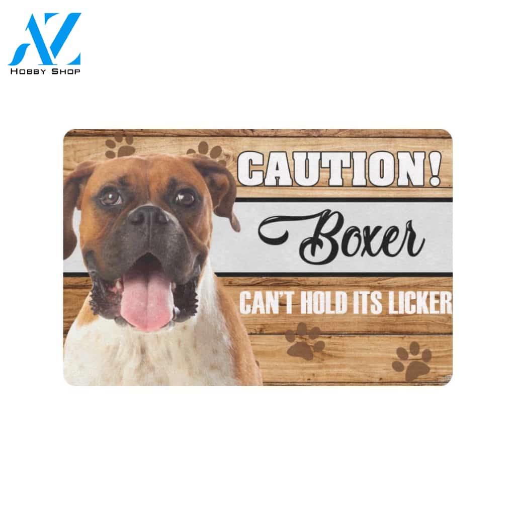 Caution Boxer Can't Hold Its Licker Doormat Indoor And Outdoor Mat Entrance Rug Sweet Home Decor Housewarming Gift Gift For Friend Family Stem Feminist