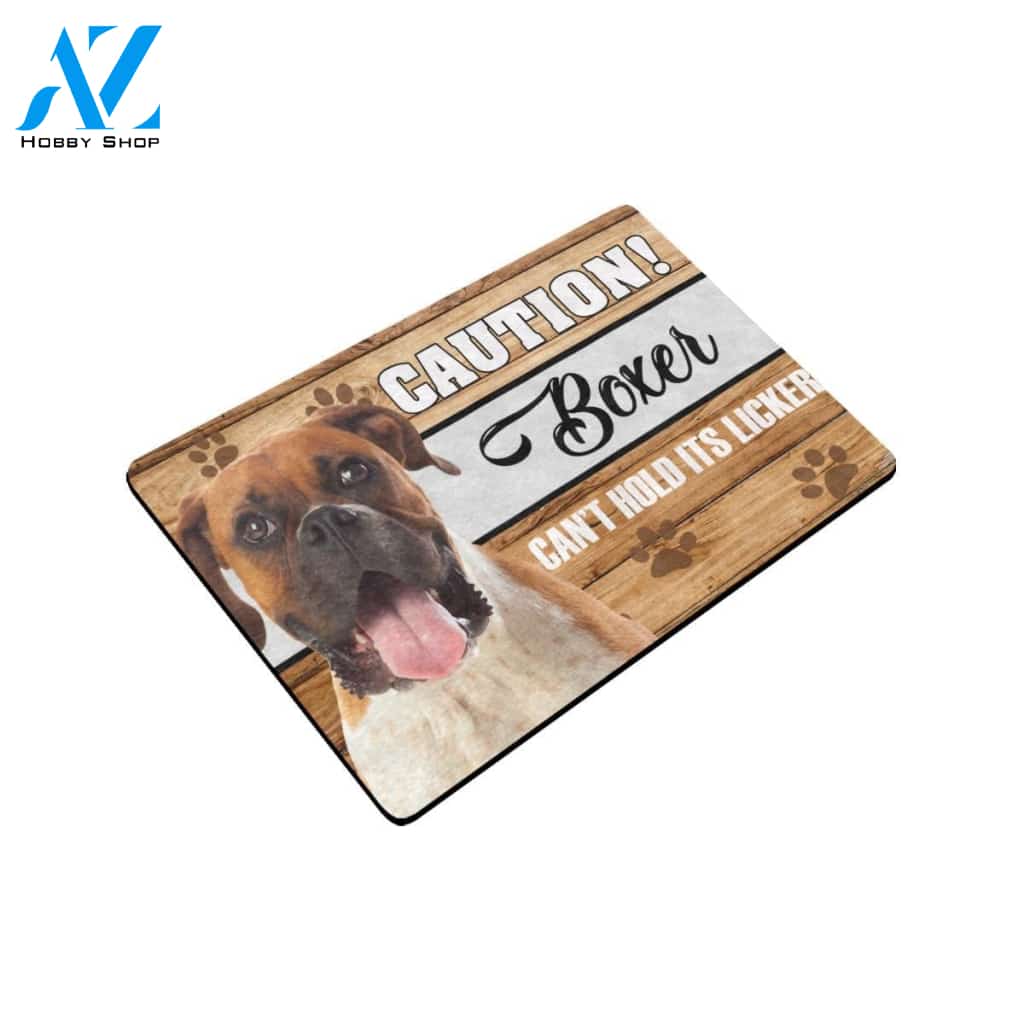 Caution Boxer Can't Hold Its Licker Doormat Indoor And Outdoor Mat Entrance Rug Sweet Home Decor Housewarming Gift Gift For Friend Family Stem Feminist