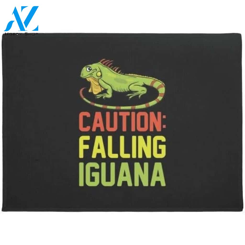 Caution Falling Iguana Lizard Lover Doormat Welcome Mat House Warming Gift Home Decor Funny Doormat Gift Idea
