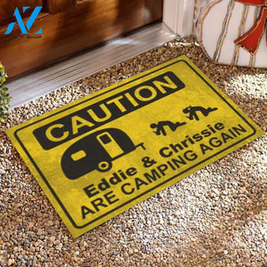 Caution We're Camping Again - Doormat