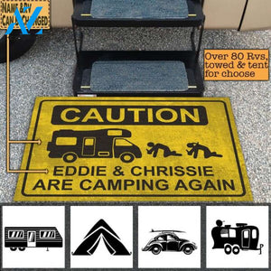 Caution We're Camping Again - Doormat