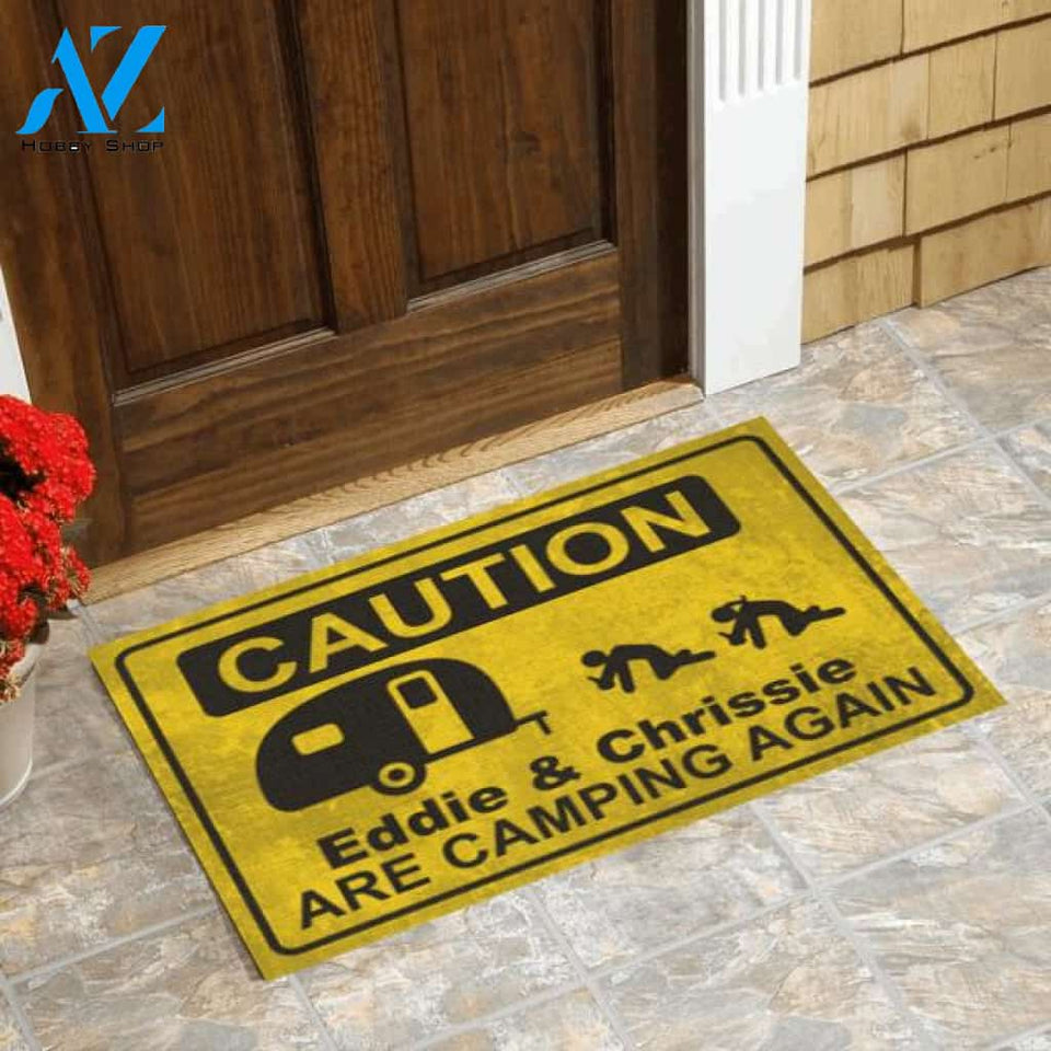 Caution We're Camping Again - Doormat