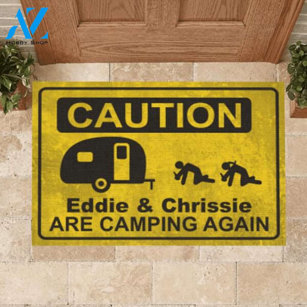 Caution We're Camping Again - Doormat