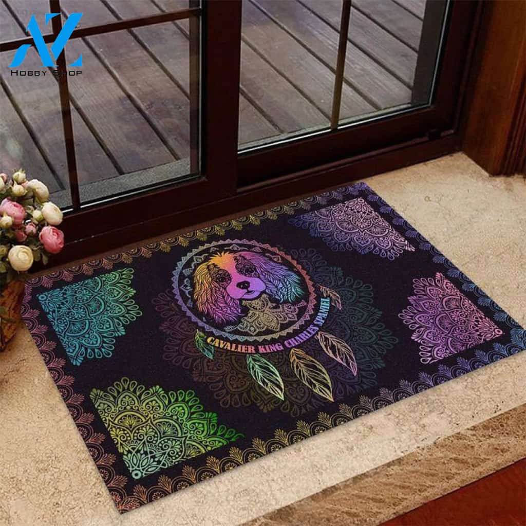Cavalier King Charles Spaniel Colorful Mandala Doormat | Welcome Mat | House Warming Gift
