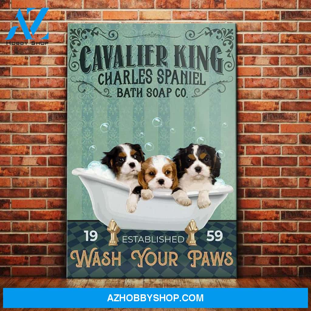 Cavalier King Charles Spaniel Dog Bath Soap Company Canvas Wall Art, Wall Decor Visual Art