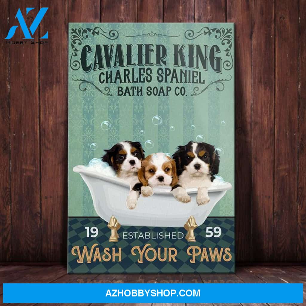 Cavalier King Charles Spaniel Dog Bath Soap Company Canvas Wall Art, Wall Decor Visual Art
