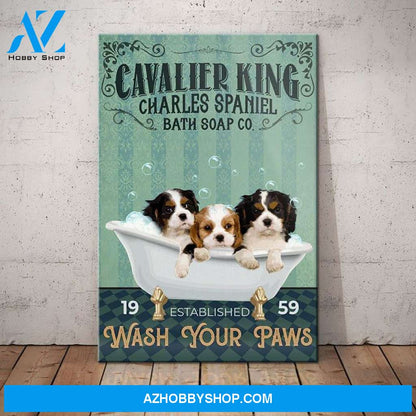 Cavalier King Charles Spaniel Dog Bath Soap Company Canvas Wall Art, Wall Decor Visual Art