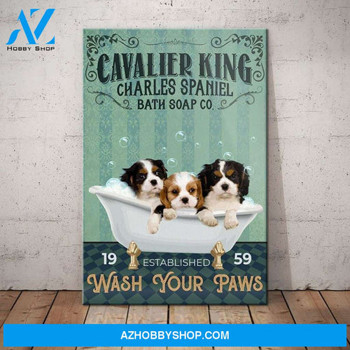 Cavalier King Charles Spaniel Dog Bath Soap Company Canvas Wall Art, Wall Decor Visual Art