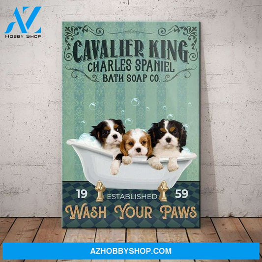 Cavalier King Charles Spaniel Dog Bath Soap Company Canvas Wall Art, Wall Decor Visual Art