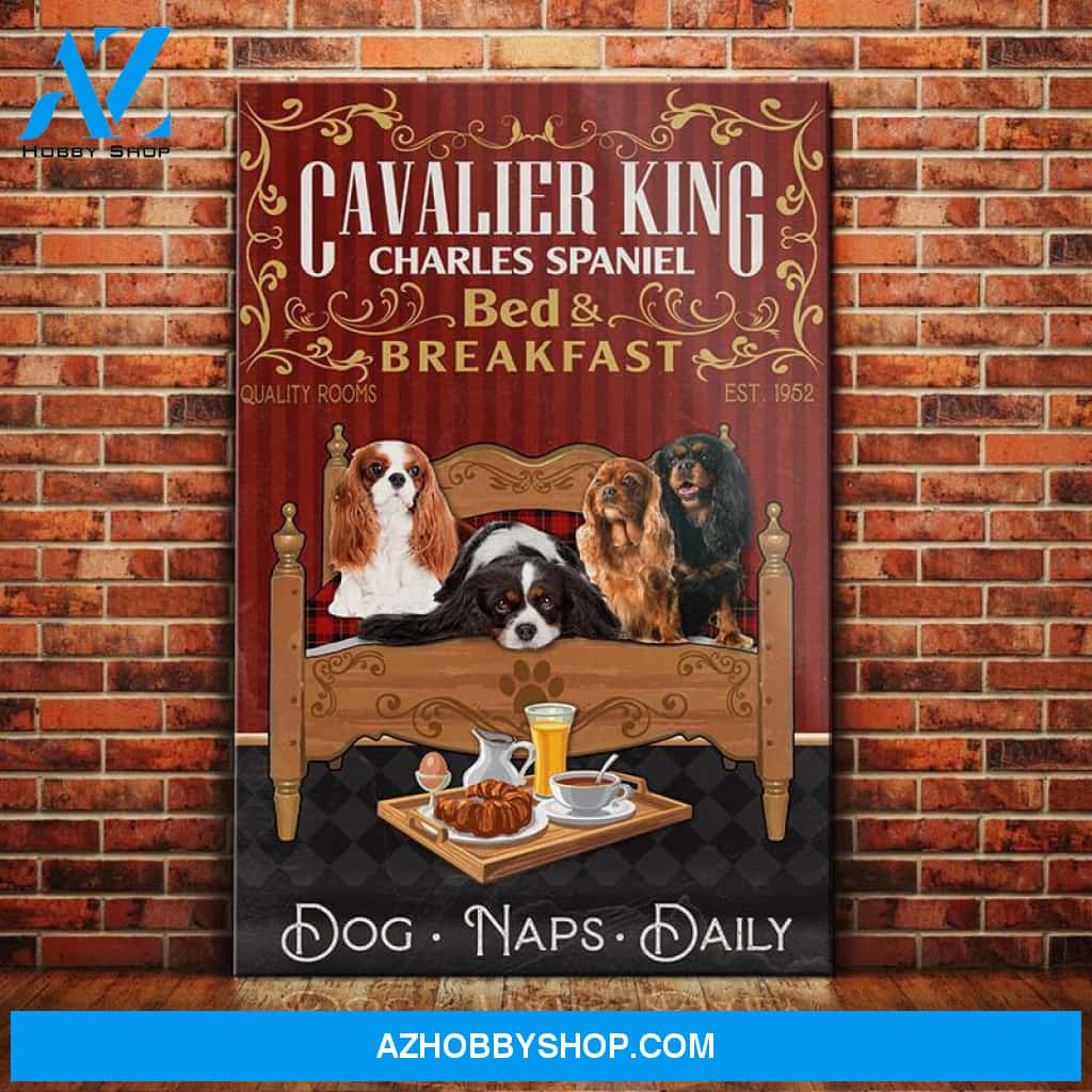 Cavalier King Charles Spaniel Dog Bedroom Canvas Wall Art, Wall Decor Visual Art