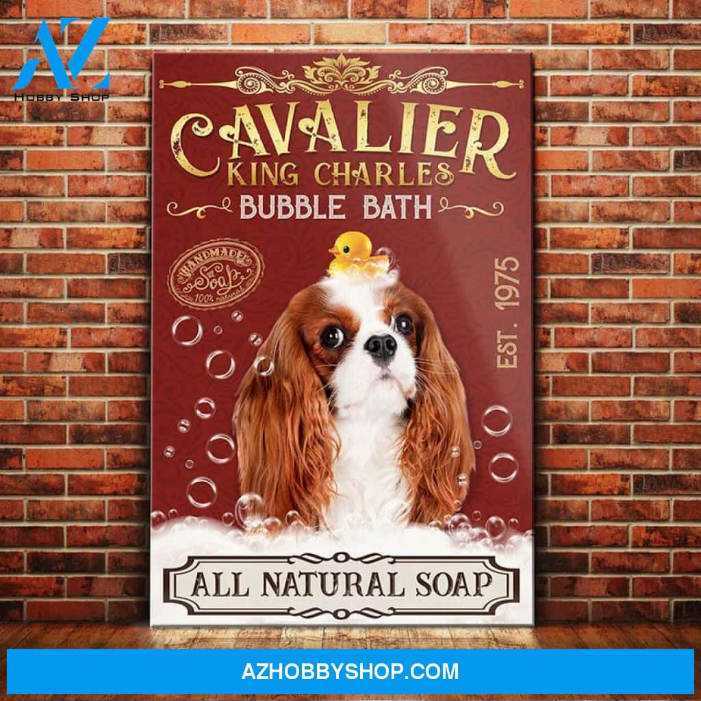 Cavalier King Charles Spaniel Dog Bubble Bath Company Canvas Wall Art, Wall Decor Visual Art