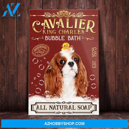 Cavalier King Charles Spaniel Dog Bubble Bath Company Canvas Wall Art, Wall Decor Visual Art