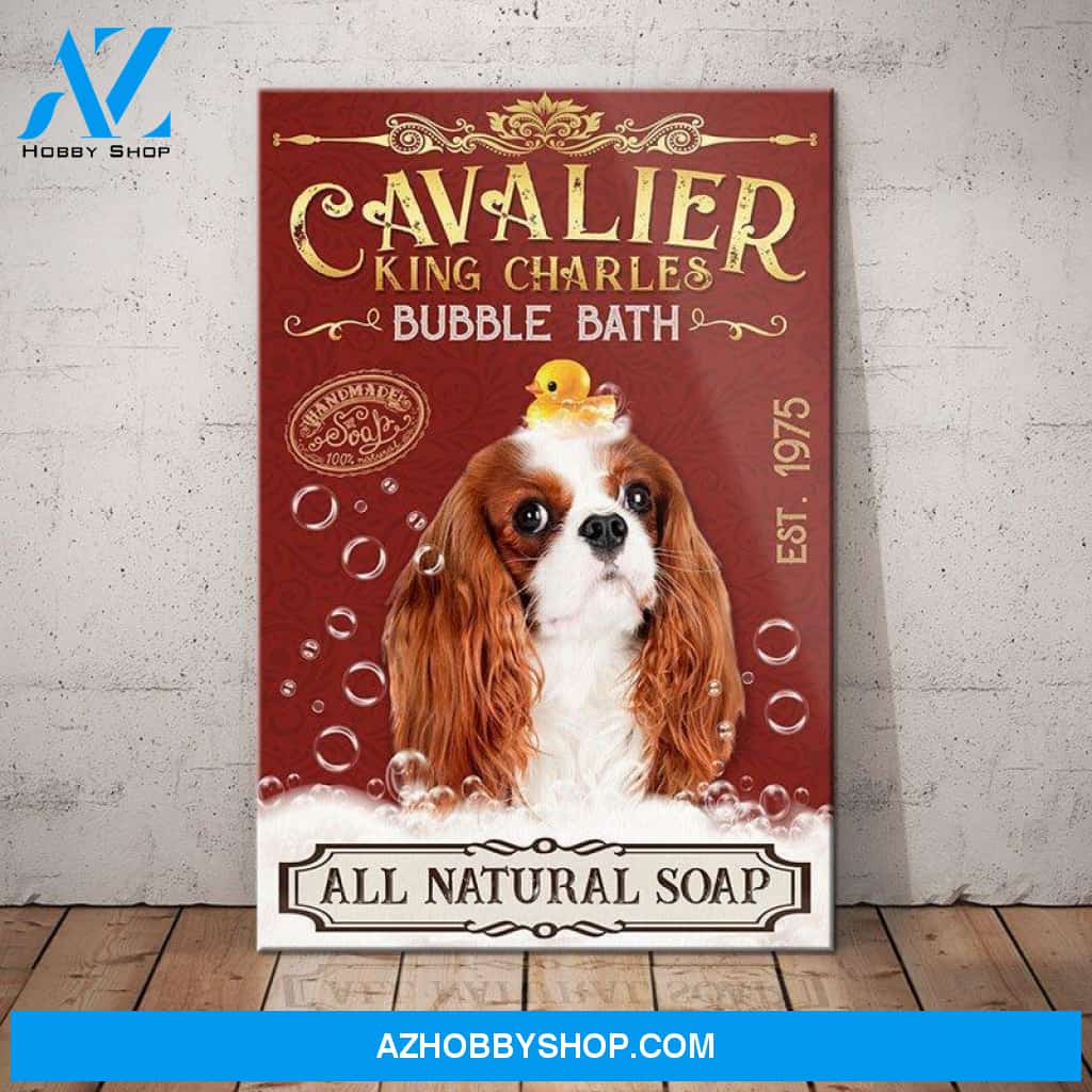 Cavalier King Charles Spaniel Dog Bubble Bath Company Canvas Wall Art, Wall Decor Visual Art