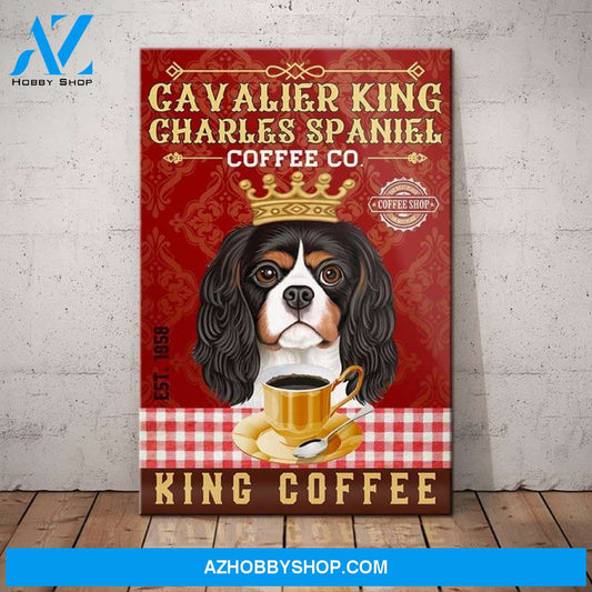 Cavalier King Charles Spaniel Dog Coffee Company Canvas Wall Art, Wall Decor Visual Art