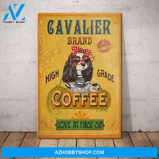 Cavalier King Charles Spaniel Dog Coffee Company Canvas Wall Art, Wall Decor Visual Art