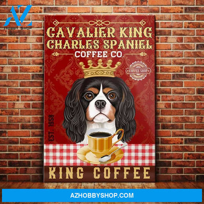 Cavalier King Charles Spaniel Dog Coffee Company Canvas Wall Art, Wall Decor Visual Art