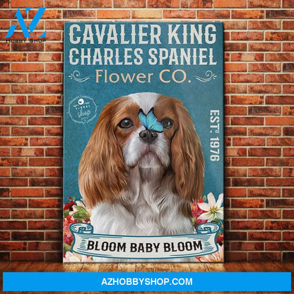 Cavalier King Charles Spaniel Flower Company Florist Canvas Wall Art, Wall Decor Visual Art