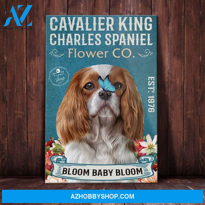 Cavalier King Charles Spaniel Flower Company Florist Canvas Wall Art, Wall Decor Visual Art