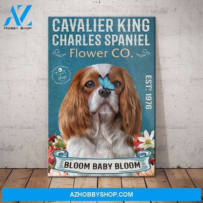 Cavalier King Charles Spaniel Flower Company Florist Canvas Wall Art, Wall Decor Visual Art