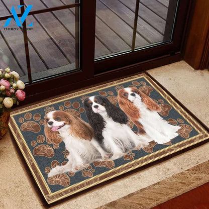 Cavalier King Charles Spaniel Flower Paw - Dog Doormat | Welcome Mat | House Warming Gift