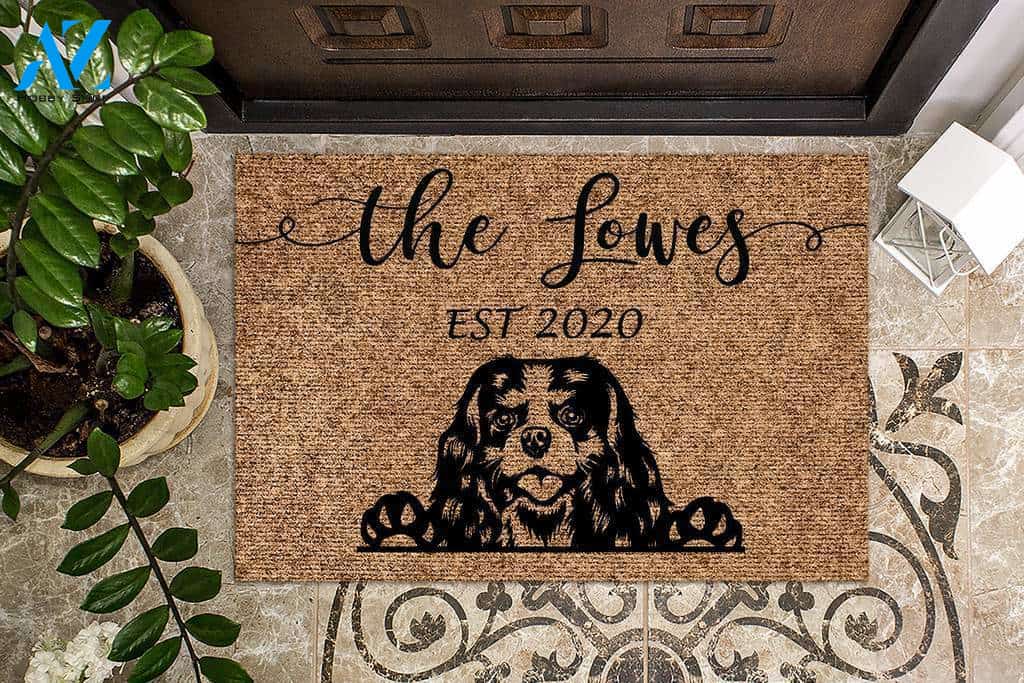 Cavalier King Charles Spaniel Funny Dog Custom Name & Year Doormat | Welcome Mat | House Warming Gift