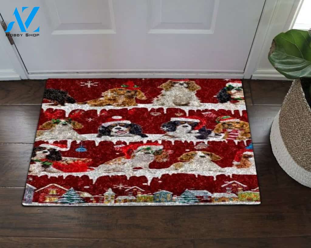 Cavalier King Charles Spaniel Snow Christmas Doormat