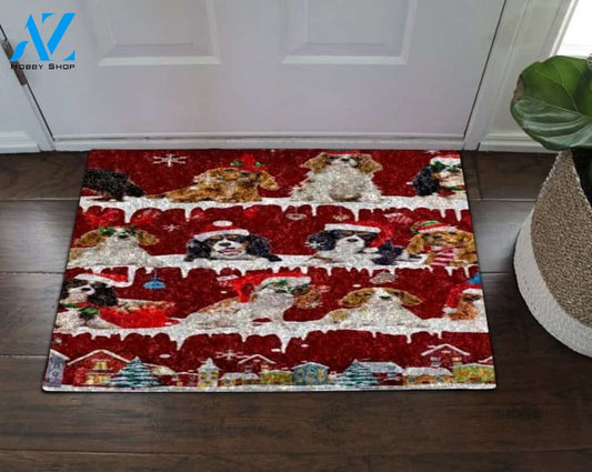 Cavalier King Charles Spaniel Snow Christmas Doormat
