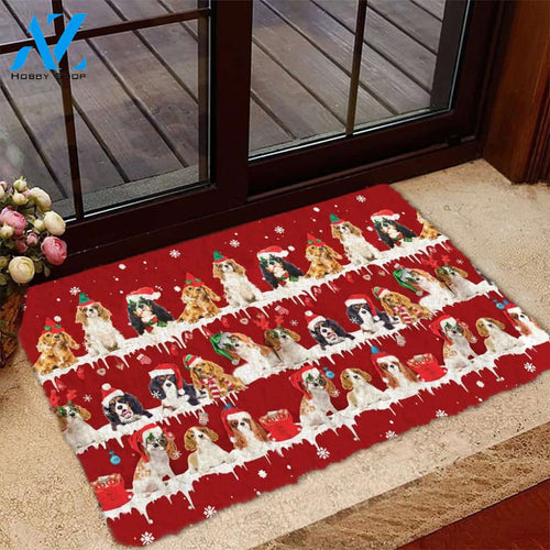 Cavalier King Charles Spaniel Snow Merry Christmas Doormat