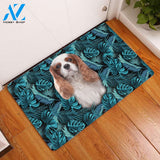 Cavalier King Charles Spaniel Tropical Leaves HT13816 - Door Mat | Welcome Mat | House Warming Gift