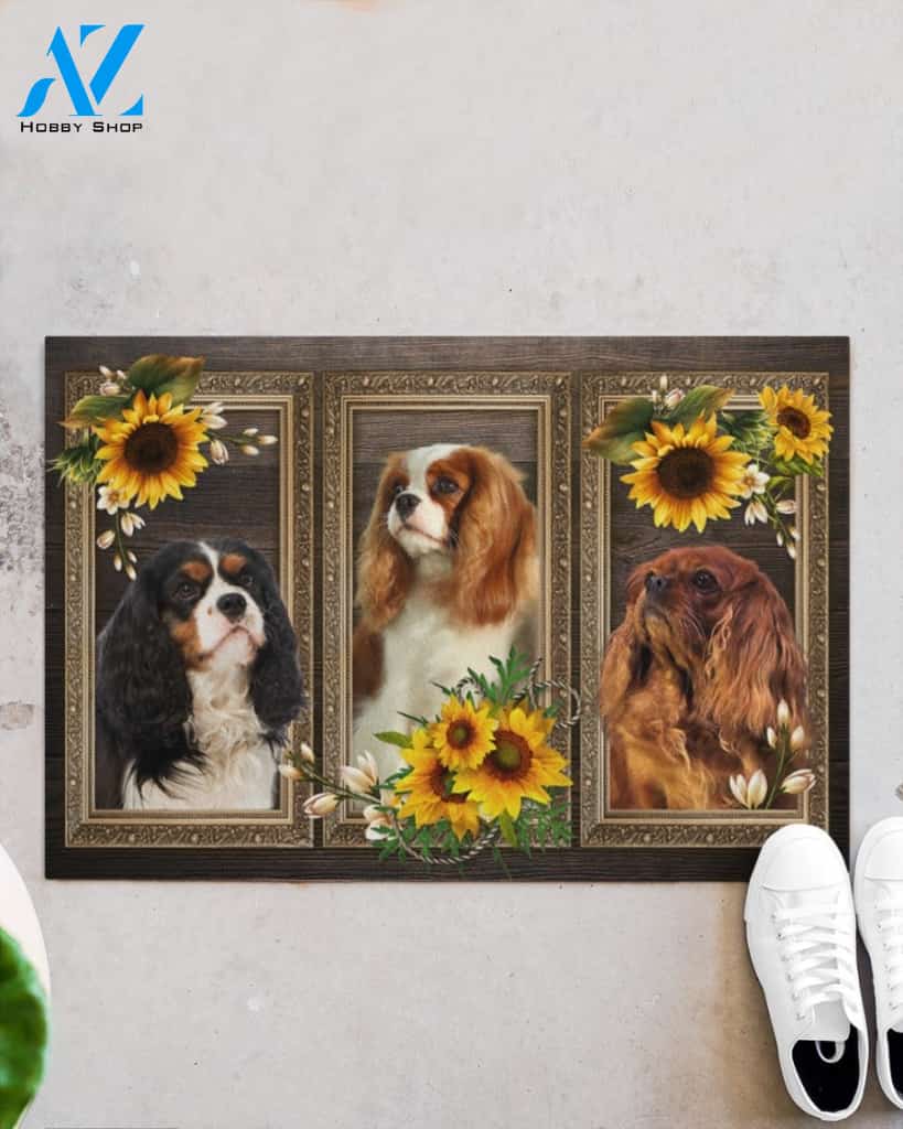 Cavalier Spaniel Lovely Sunflowers Indoor And Outdoor Doormat Gift For Dog Lovers Birthday Gift Decor Warm House Gift Welcome Mat