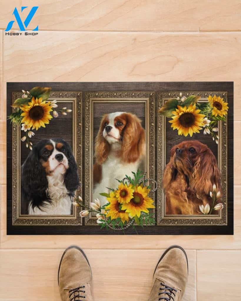 Cavalier Spaniel Lovely Sunflowers Indoor And Outdoor Doormat Gift For Dog Lovers Birthday Gift Decor Warm House Gift Welcome Mat