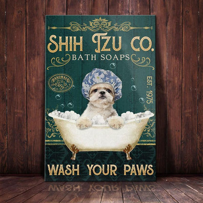 Shih Tzu Dog Bath Soap Company Canvas Wall Art, Wall Decor Visual Art