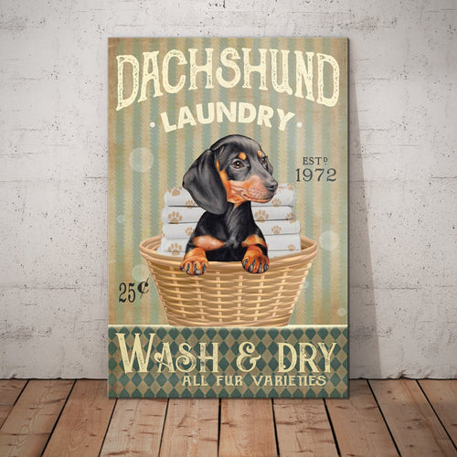 Dachshund Dog Laundry Company Canvas Wall Art, Wall Decor Visual Art