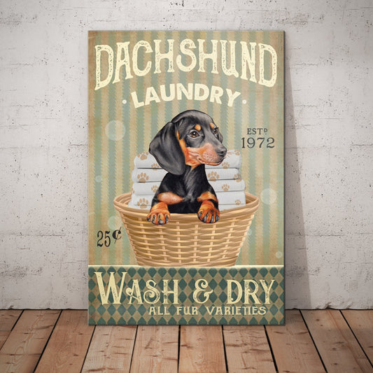 Dachshund Dog Laundry Company Canvas Wall Art, Wall Decor Visual Art
