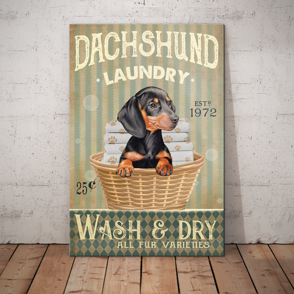 Dachshund Dog Laundry Company Canvas Wall Art, Wall Decor Visual Art