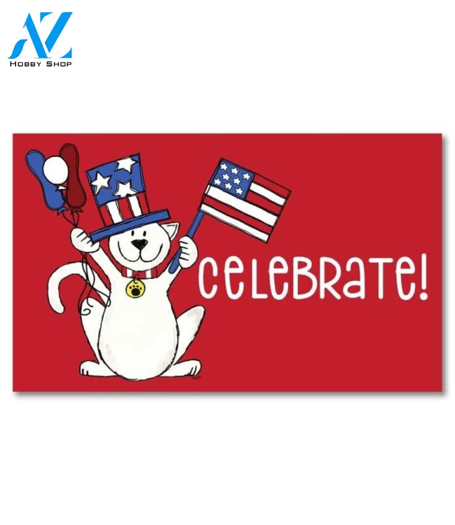 Celebrate! Patriotic Cat Doormat - 18" x 30"