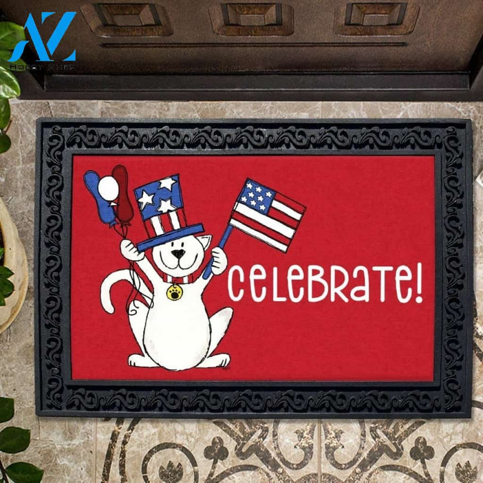 Celebrate! Patriotic Cat Doormat - 18" x 30"