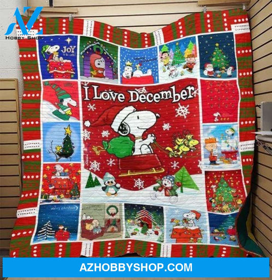 Celebrating Christmas With Snoopy Fleece Blanket
