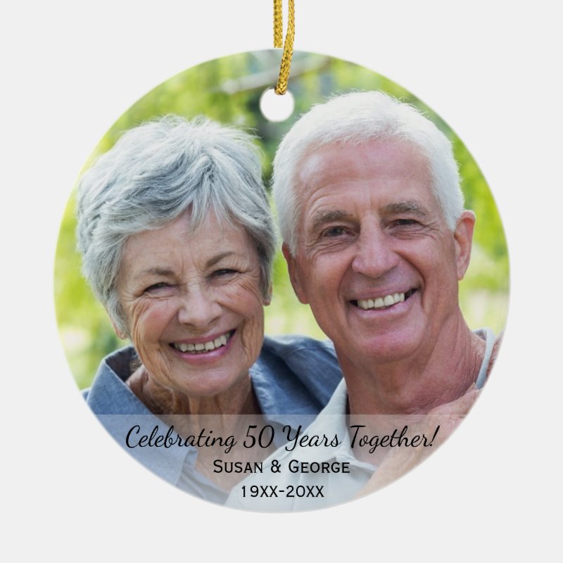 Celebrating 50Th Wedding Anniversary Simple Photo Ceramic Ornament