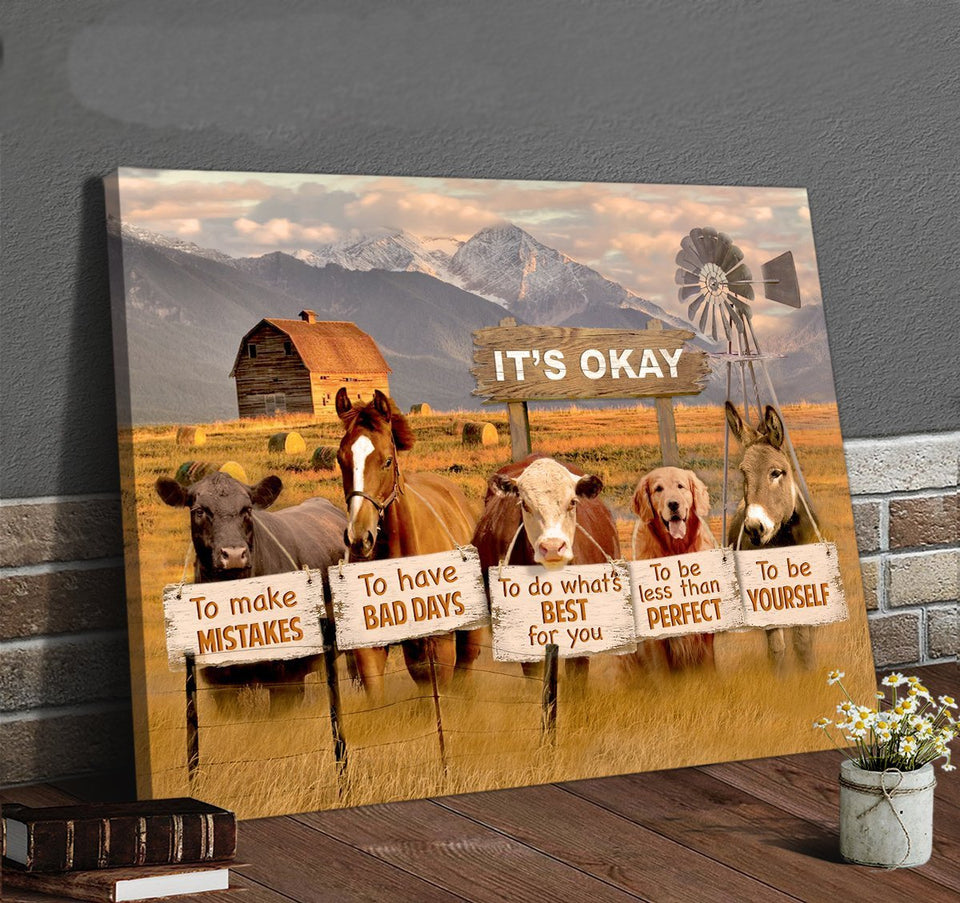 It's okay to make mistakes Barn Windmill Canvas And Poster, Wall Decor Visual Art