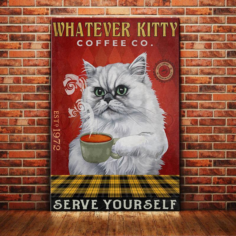 Persian Cat Coffee Company Canvas Wall Art, Wall Decor Visual Art