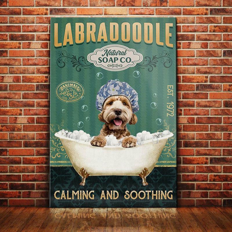 Labradoodle Dog Natural Soap Company Canvas Wall Art, Wall Decor Visual Art